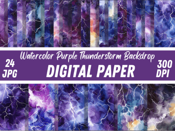 Download Watercolor Purple Thunderstorm Backdrop - Backdrop Collection